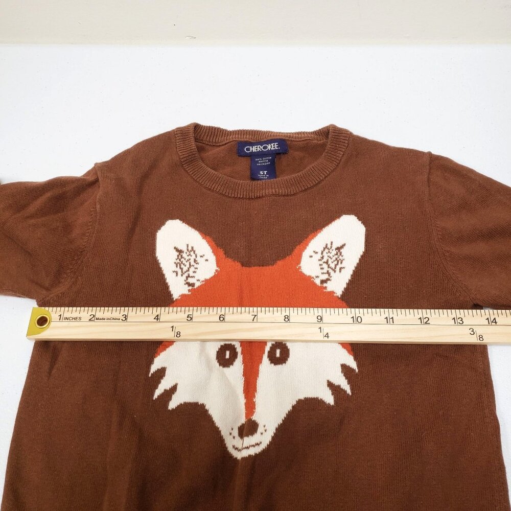 Cherokee Boys Brown Orange Fox Sweater Size 5T - Picture 6 of 8